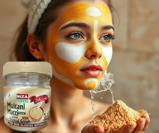 3 in 1 Multani Mitti Facial Mask with Husn-e-Yousaf & Scrub – Natural Skin Brightening & Deep Cleansing